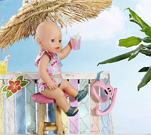 BABY born Bañadores Holiday Deluxe de 43 cm, Para Manos Pequeñas, Promueve la Empatía y Las Habilidades Sociales, Edad 3+ Años, Incluye Bañador, Chanclas y Máscara de Buceo