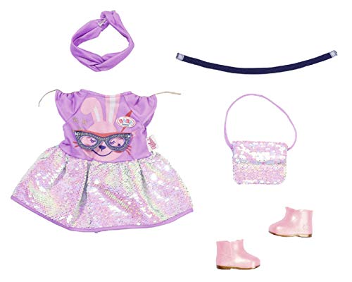 BABY born Deluxe Happy Birthday - Vestido 43 cm, Para Niños Mayores de 3 años, Fácil de Usar para Manos Pequeñas, Incluye un Vestido, Diadema, Zapatos, Máscara y Bolso