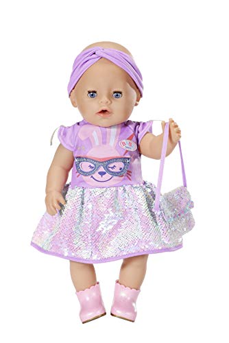 BABY born Deluxe Happy Birthday - Vestido 43 cm, Para Niños Mayores de 3 años, Fácil de Usar para Manos Pequeñas, Incluye un Vestido, Diadema, Zapatos, Máscara y Bolso