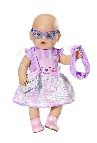 BABY born Deluxe Happy Birthday - Vestido 43 cm, Para Niños Mayores de 3 años, Fácil de Usar para Manos Pequeñas, Incluye un Vestido, Diadema, Zapatos, Máscara y Bolso