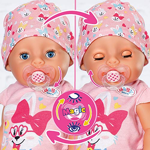 BABY born Soft Touch Niña 43 cm con Chupete Mágico - Muñeca Realista con Funciones Realistas, Suave al Tacto, Articulaciones Móviles, Come, Duerme, Llora y Usa la Bacinica, 11 Accesorios, Rosa