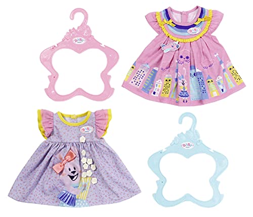 BABY born Vestido 43 cm-Para Niños a Partir de 3 Años-Fácil de Usar para Manos Pequeñas-Incluye 2 Modelos y una Percha, multicolor (828243)