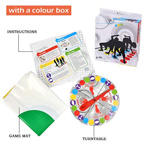 BaiJ Twister Juego,Juegos de Suelo Gaming Familiar Tapete de Juego para Movimientos Corporales Niños Adultos Fiesta Picnic Deporte al Aire Libre(con Caja de Color)