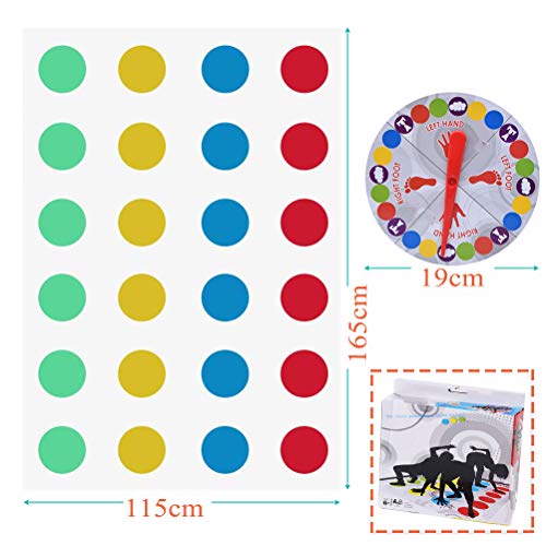 BaiJ Twister Juego,Juegos de Suelo Gaming Familiar Tapete de Juego para Movimientos Corporales Niños Adultos Fiesta Picnic Deporte al Aire Libre(con Caja de Color)