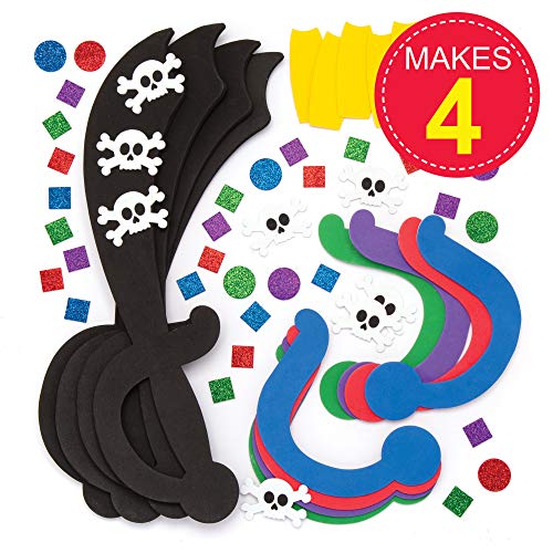 Baker Ross- Kits de espadas de pirata para decorar (Pack de 4) - Accesorios infantiles para disfraces -perfecto para premios, regalos o en fiestas pirata de cumpleaños