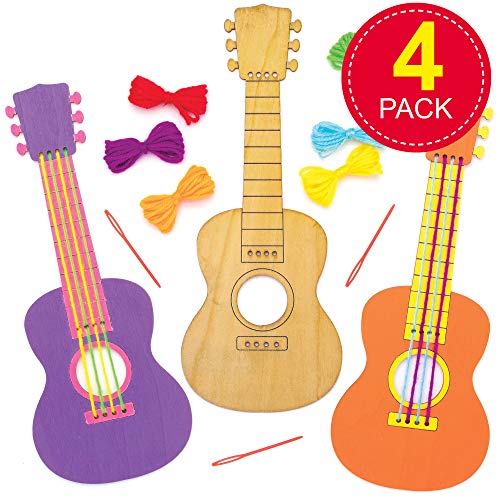 Baker Ross Kits de Guitarra de Madera AT812 (paquete de 3) para proyectos de arte y manualidades para niños, surtidos