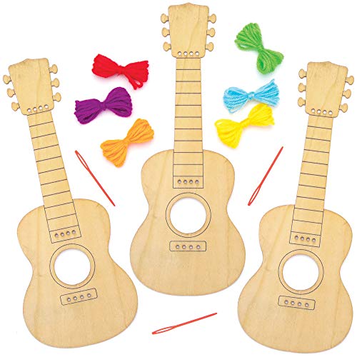 Baker Ross Kits de Guitarra de Madera AT812 (paquete de 3) para proyectos de arte y manualidades para niños, surtidos