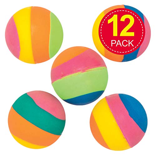 Baker Ross Mini Pelotas a Rayas Arcoíris AT788 (paquete de 12) para bolsos de fiesta y pequeños juguetes para niños, surtidos