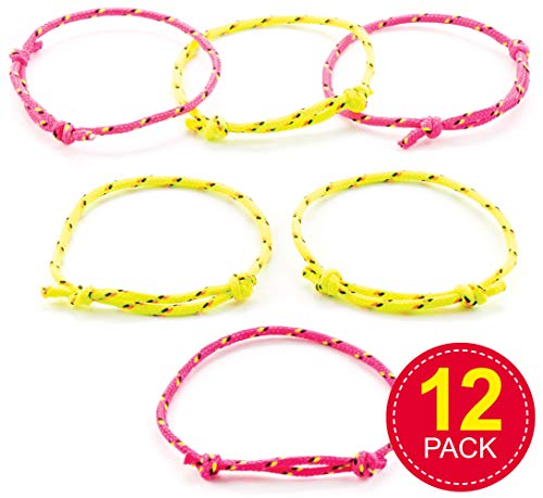 Baker Ross Pulseras de neón de la amistad (paquete de 12) Juguetes novedosos para niños, fiesta perfecta, botín o bolsa de premios, colores surtidos