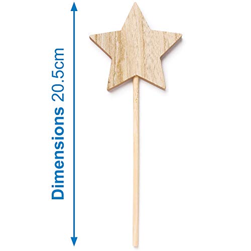 Baker Ross - Varitas Mágicas con Estrella de Madera para Decorar con Niños, Pack de 6