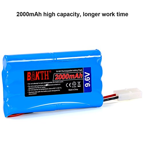 BAKTH 9.6V 2000mAh NiMH RC Paquete de Carreras de baterías para Modelos de Coches, Aviones, Robots (Juguetes), batería de Alto Rendimiento RC + Posavasos como Regalo