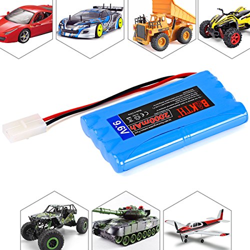 BAKTH 9.6V 2000mAh NiMH RC Paquete de Carreras de baterías para Modelos de Coches, Aviones, Robots (Juguetes), batería de Alto Rendimiento RC + Posavasos como Regalo