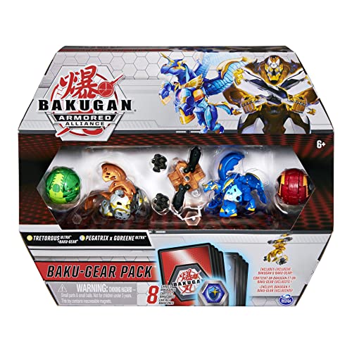 Bakugan Baku-Gear 4 Unidades, Tretorous Ultra con Baku-Gear y Fused Pegatrix x Goreene Ultra coleccionables Figuras de acción