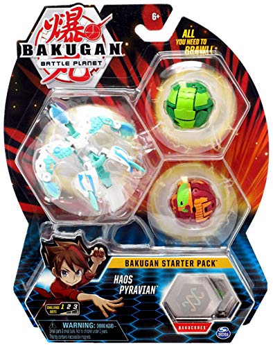 Bakugan Starter Pack, 2 clásicos y 1 Ultra - Haos Pyravian