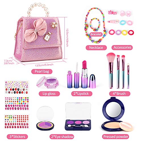 balnore 27 Pcs Maquillaje Niñas, Juguetes de Kit de Maquillaje, Niñas Regalo de Princesas para Niñas Juguete para Los Niños en Fiesta