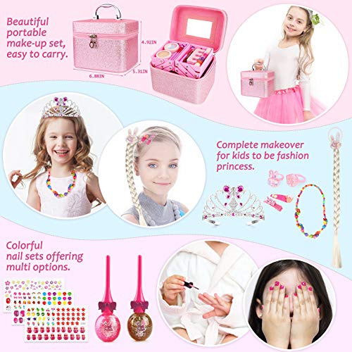 balnore Juguete de Maquillaje para niños, 34 Piezas Kit de Juguete de Maquillaje, Cosméticos Belleza Juguetes Juego de Maquillaje Lavable para Niños