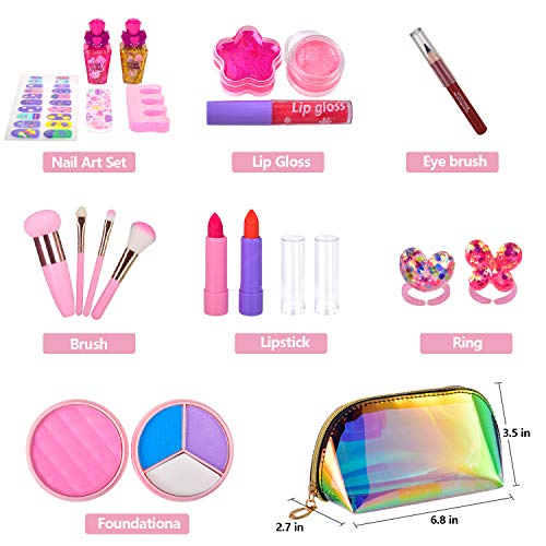 balnore Set de Maquillaje para niña de 21 Piezas de Maquillaje cosmético Lavable para niñas Maquillaje de Juguete para niñas Maquillaje niñas 3 años