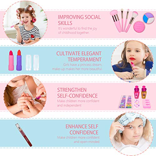 balnore Set de Maquillaje para niña de 21 Piezas de Maquillaje cosmético Lavable para niñas Maquillaje de Juguete para niñas Maquillaje niñas 3 años