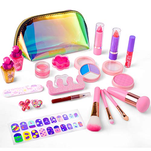 balnore Set de Maquillaje para niña de 21 Piezas de Maquillaje cosmético Lavable para niñas Maquillaje de Juguete para niñas Maquillaje niñas 3 años