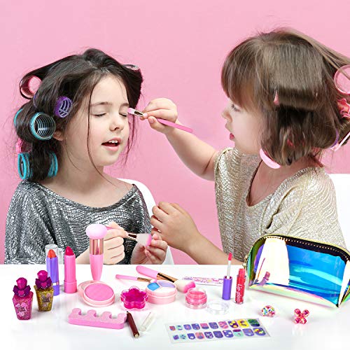 balnore Set de Maquillaje para niña de 21 Piezas de Maquillaje cosmético Lavable para niñas Maquillaje de Juguete para niñas Maquillaje niñas 3 años