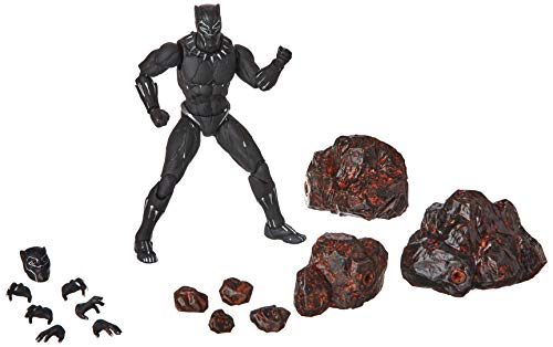 Bandai - Figura Black Panther Movie y Set Efectos Roca, Negro, 15 cm