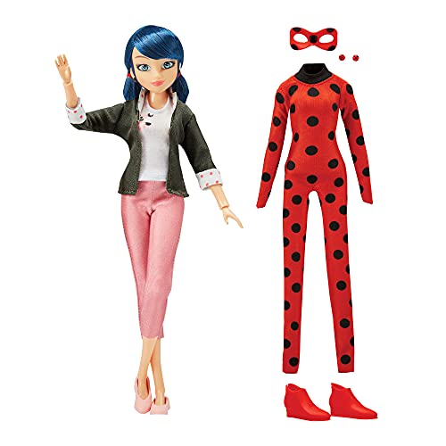 Bandai - Miraculous - Muñeca con Sus Dos Trajes - Ladybug y Marinette - Muñeca articulada de 26 cm con Sus Dos Trajes - P50355