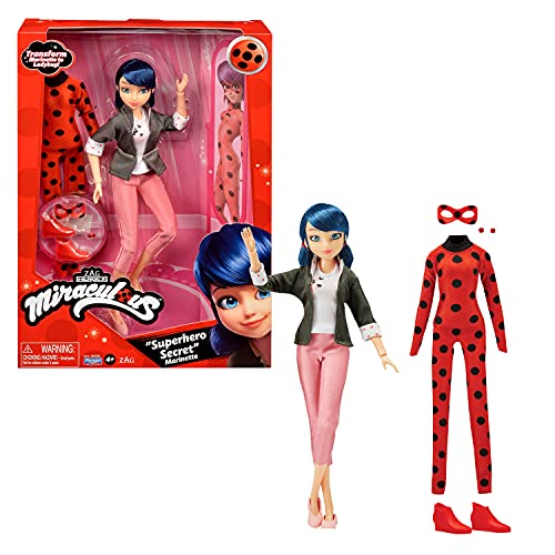 Bandai - Miraculous - Muñeca con Sus Dos Trajes - Ladybug y Marinette - Muñeca articulada de 26 cm con Sus Dos Trajes - P50355