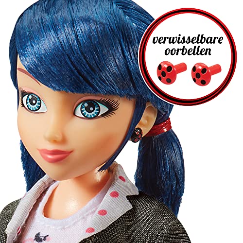 Bandai - Miraculous - Muñeca con Sus Dos Trajes - Ladybug y Marinette - Muñeca articulada de 26 cm con Sus Dos Trajes - P50355