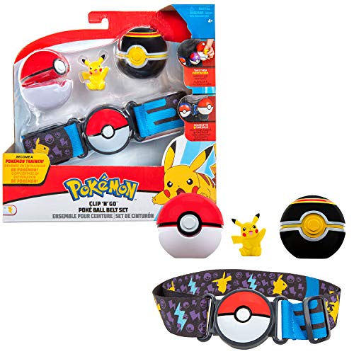 Bandai WT0080, Disfraz de Entrenador Pokémon, Incluye 1 cinturón Clip 'N' Go, 1 Poké Ball, 1 Lujo Ball y 1 Figura de 5 cm Pikachu