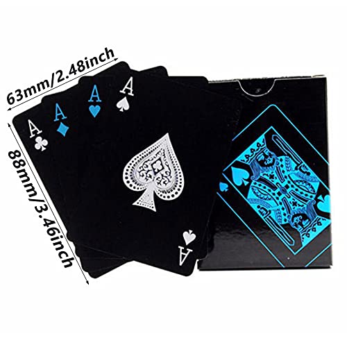 Baraja Poker Plastico Negro Barajas de Cartas de Póquer Cartas Poker de Plastico Tarjetero Negro 54+54 Hojas se Utiliza para Fiestas y Juegos Familiares Navidad Halloween 1 Rojo+1 Azul 2 Piezas