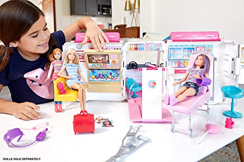 Barbie Ambulancia Hospital 2 en 1, accesorios de muñecas (Mattel FRM19)