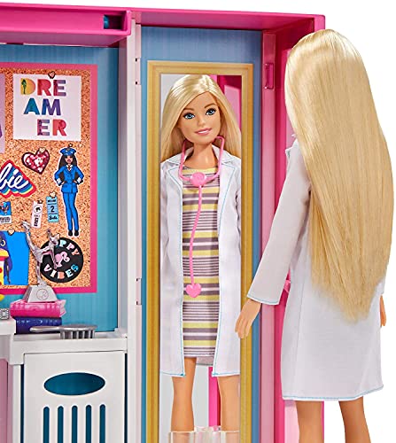 Barbie Armario de ropa muñeca con 25 accesorios de moda (Mattel GBK10)