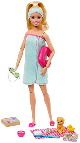 Barbie bienestar día en el Spa, muñeca rubia con accesorios, regalo para niñas y niños 3-9 años (Mattel GJG55) , color/modelo surtido