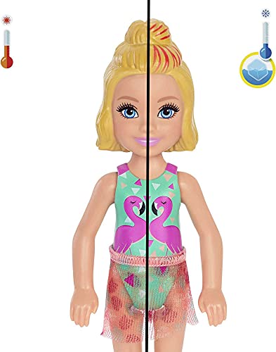 Barbie Chelsea Color Reveal Arena y Sol, muñeca sorpresa con accesorios de moda de verano de juguete (Mattel GTT25)