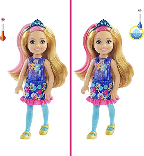 Barbie Chelsea Color Reveal Fiesta, muñeca sorpresa de cumpleaños con accesorios de moda de juguete y globo (Mattel GTT26)