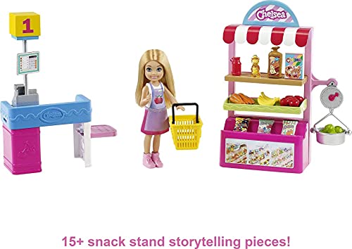 Barbie Chelsea Supermercado Muñeca con tienda de juguete y accesorios, para niñas y niños +3 años (Mattel GTN67)