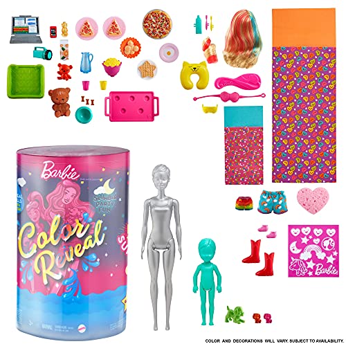 Barbie Color Reveal Caja Deluxe Fiesta de Pijamas Muñecas y accesorios divertidos (Mattel GRK14)