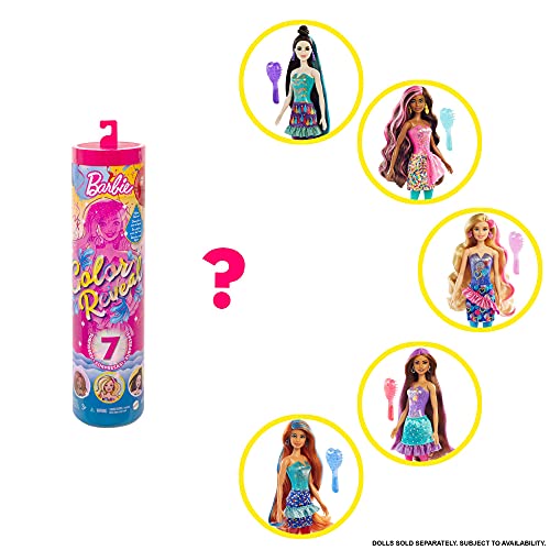 Barbie Color Reveal Fiesta, muñeca sorpresa de cumpleaños con accesorios de moda de juguete Mattel GTR96