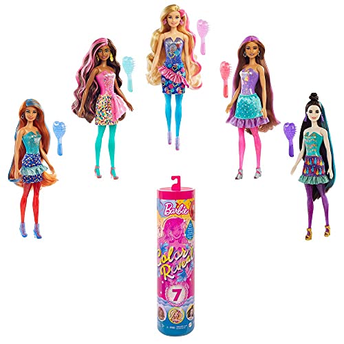 Barbie Color Reveal Fiesta, muñeca sorpresa de cumpleaños con accesorios de moda de juguete Mattel GTR96