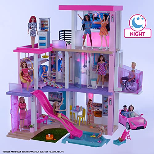 Barbie Dreamhouse 2021 Día y noche Casa para muñecas de juguete de 3 plantas con accesorios, regalo para niñas y niños +3 años (Mattel GRG93)