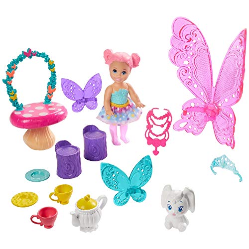 Barbie - Dreamtopia, Fiesta de Té, Muñeca de Hada Rubia con Accesorios (Mattel GJK50)