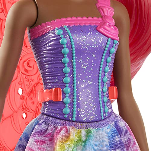 Barbie Dreamtopia Muñeca de Hada Morena con Vestido de Arcoiris y Brillo (GJK01) , color/modelo surtido