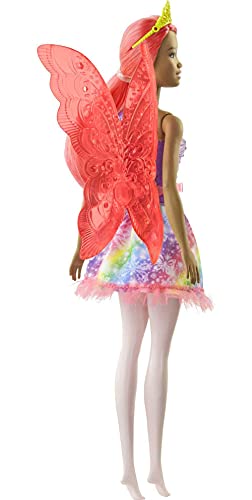 Barbie Dreamtopia Muñeca de Hada Morena con Vestido de Arcoiris y Brillo (GJK01) , color/modelo surtido