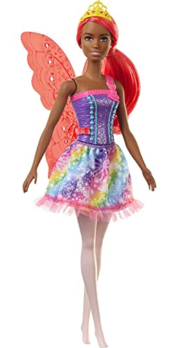 Barbie Dreamtopia Muñeca de Hada Morena con Vestido de Arcoiris y Brillo (GJK01) , color/modelo surtido