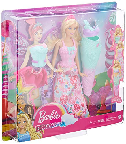 Barbie Dreamtopia, muñeca fiesta de disfraces princesa, sirena y hada, regalo para niñas y niños 3-9 años (Mattel DHC39)