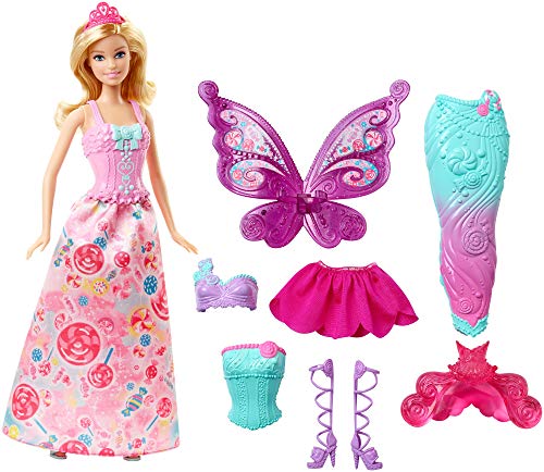 Barbie Dreamtopia, muñeca fiesta de disfraces princesa, sirena y hada, regalo para niñas y niños 3-9 años (Mattel DHC39)