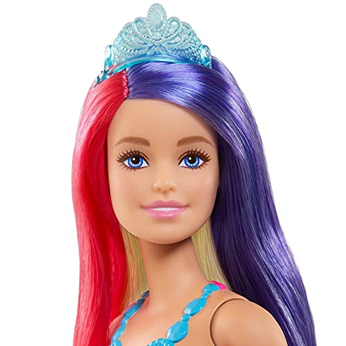 Barbie Dreamtopia Muñeca princesa con pelo de colores, falda moda fantasía, accesorios y peine de juguete (Mattel GTF38)