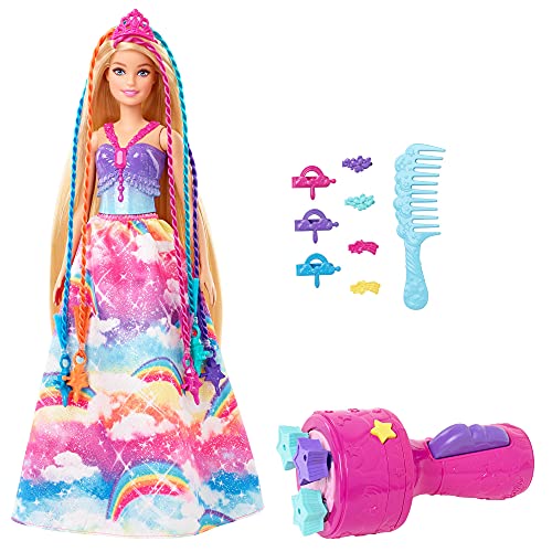 Barbie Dreamtopia Muñeca princesa de juguete con accesorio para hacer trenzas de colores y moda fantasía (Mattel GTG00)