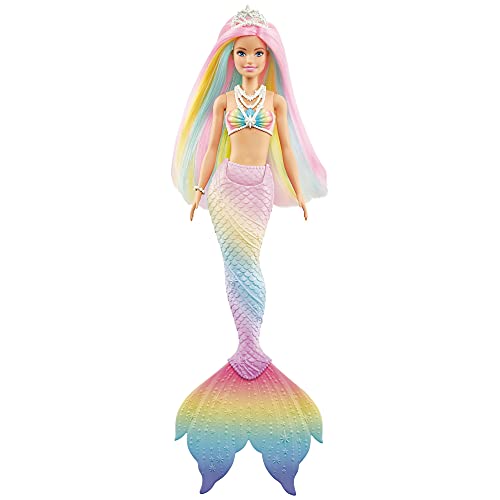 Barbie Dreamtopia Muñeca sirena arcoiris mágico, cambia de color en el agua, regalo para niñas y niños +3 años (Mattel GTF89)