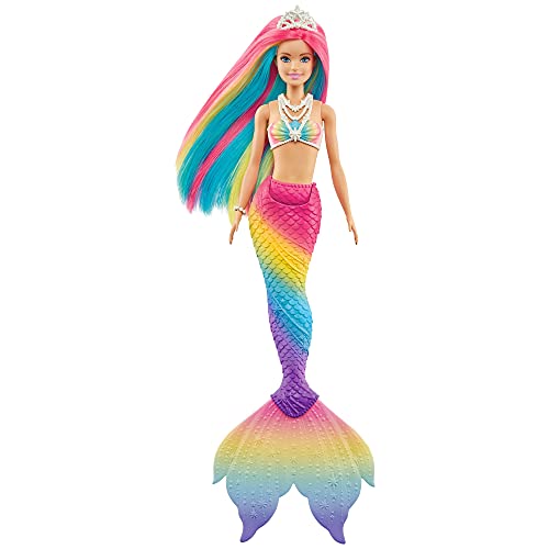 Barbie Dreamtopia Muñeca sirena arcoiris mágico, cambia de color en el agua, regalo para niñas y niños +3 años (Mattel GTF89)